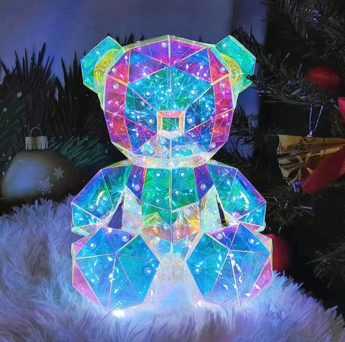 Magic color love bear Crystal effect light up bear pet USB interface