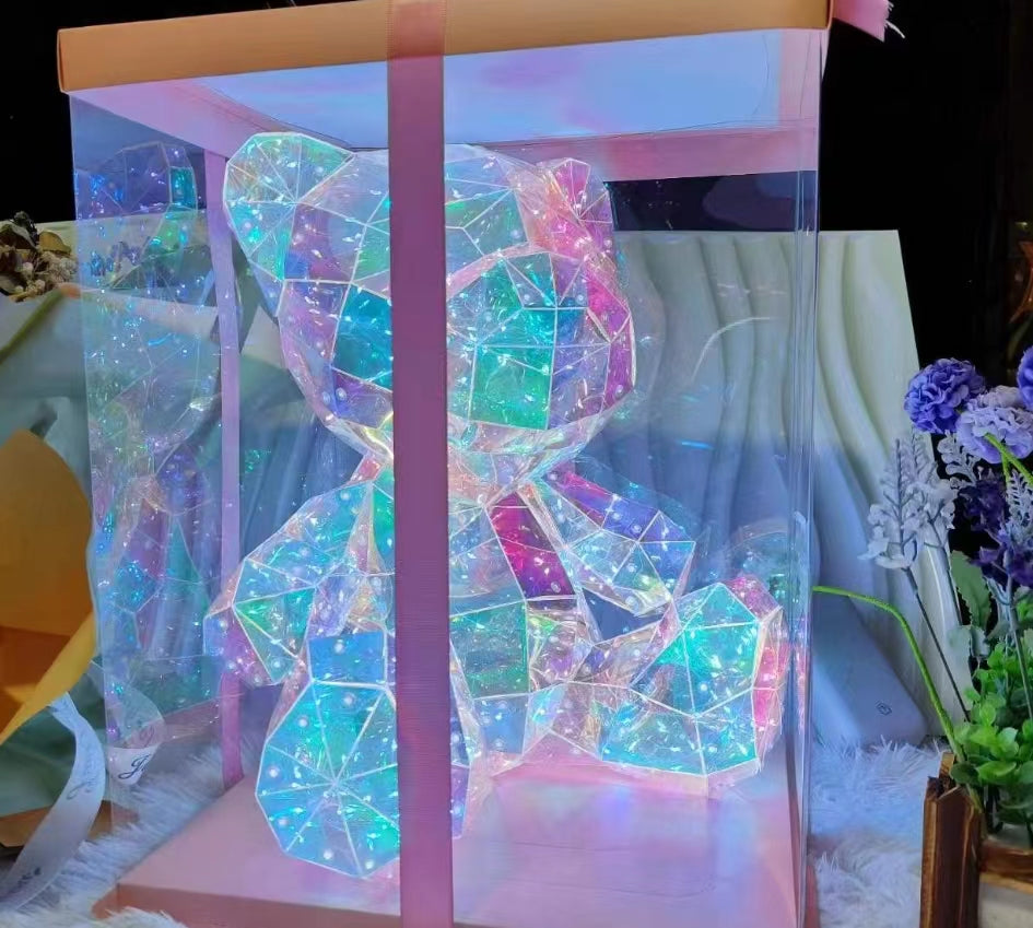 Magic color love bear Crystal effect light up bear pet USB interface