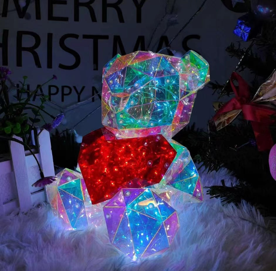 Magic color love bear Crystal effect light up bear pet USB interface