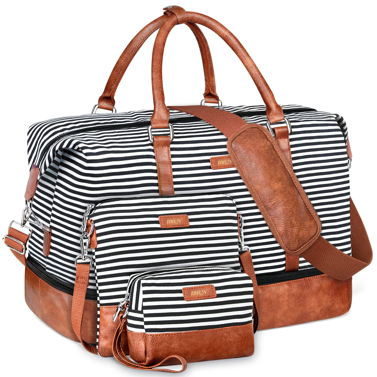 IBFUN Bolsa de fin de semana para mujer, bolsa de viaje con compartimento  para zapatos húmedos, bolsa de lona para hombre, A8-marrón