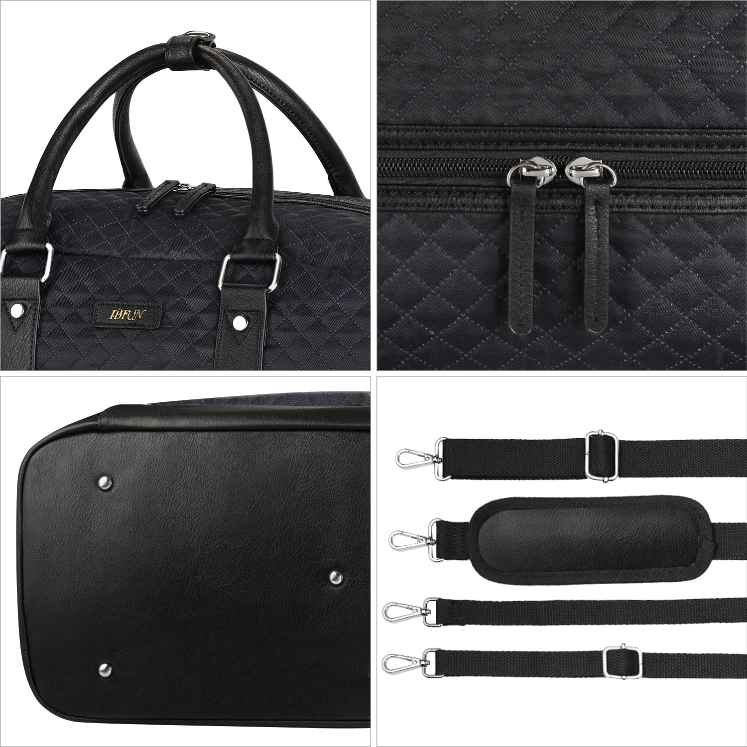 Ibfun Handbags for Women PU Leather Satchel Purse Ladies Shoulder Bags Top Handle Tote Black