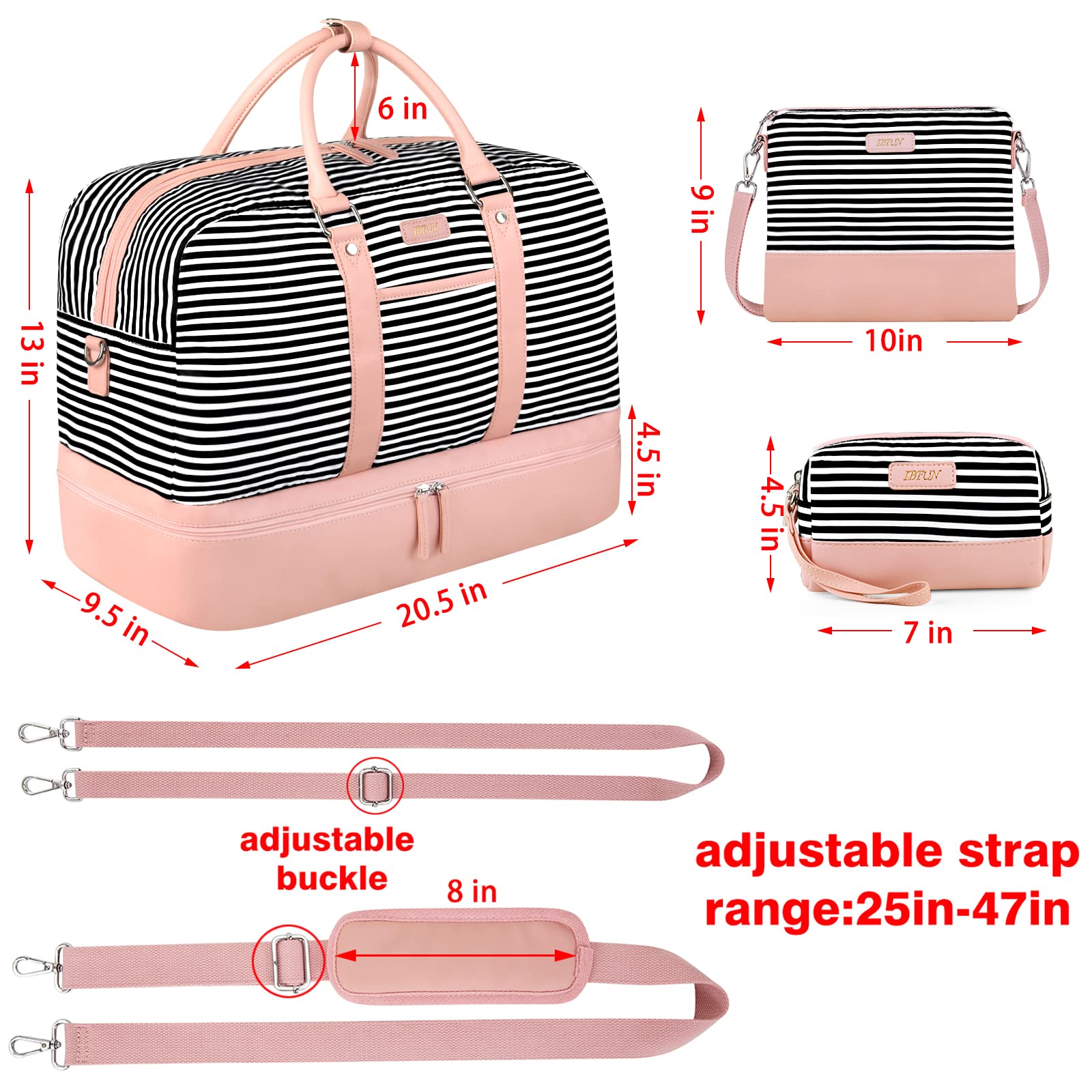 XB 20 inches Weekender Duffle Bag Large Travel Duffel Luggage Bag  Waterproof with Top Handle for Women Men 